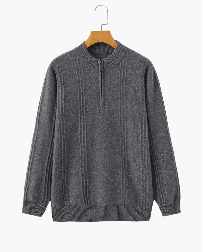 100% Cashmere Ribbed Half Zip - SANVELIER