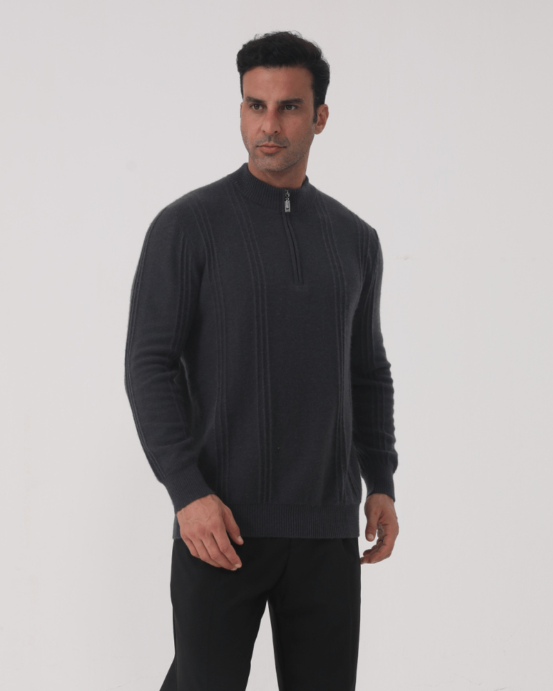 100% Cashmere Ribbed Half Zip - SANVELIER