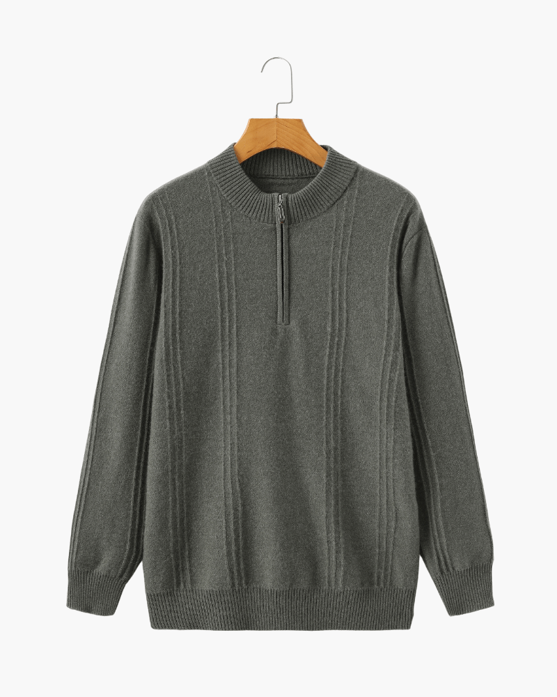 100% Cashmere Ribbed Half Zip - SANVELIER