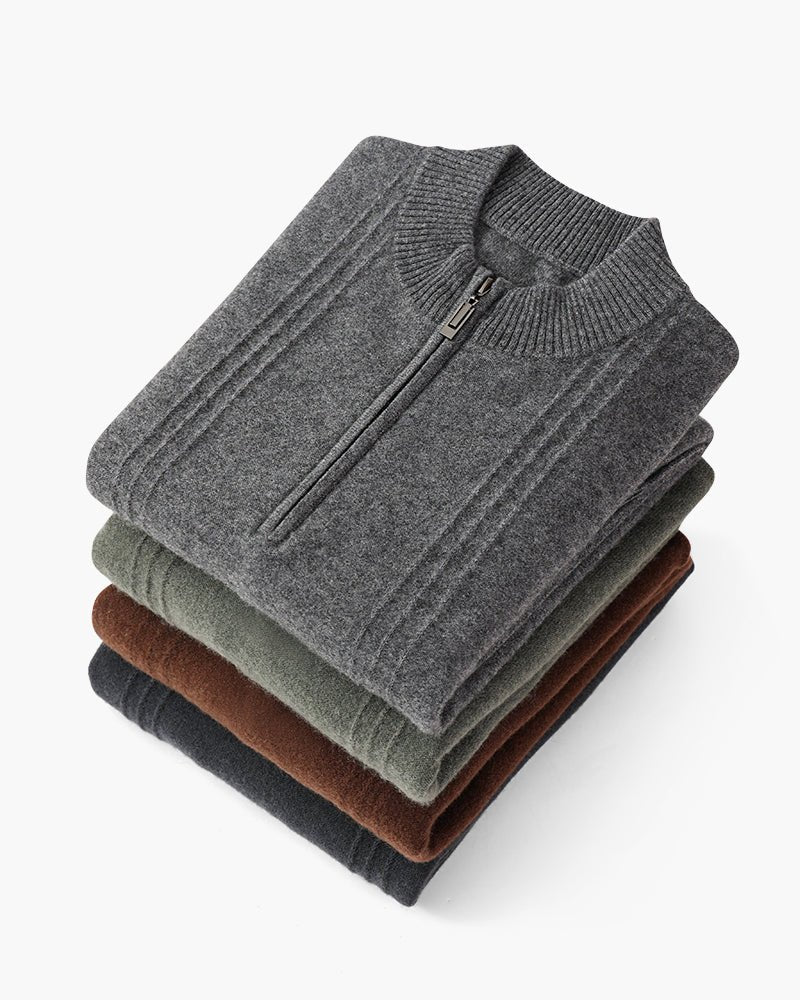 100% Cashmere Ribbed Half Zip - SANVELIER