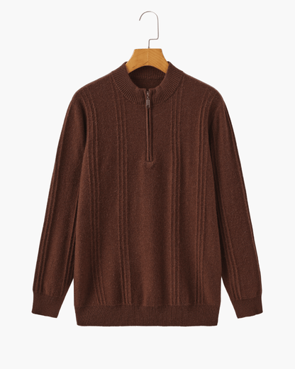 100% Cashmere Ribbed Half Zip - SANVELIER