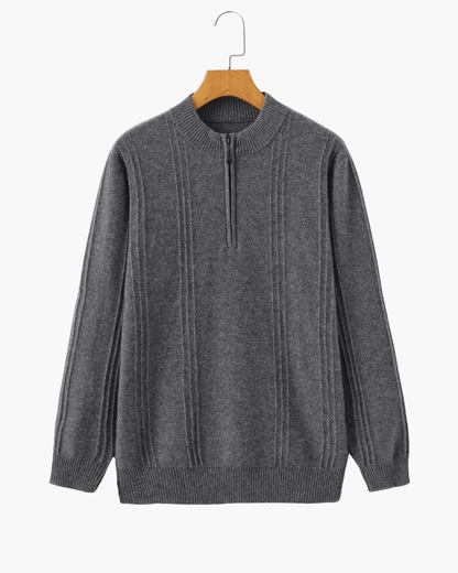 100% Cashmere Ribbed Half Zip - SANVELIER