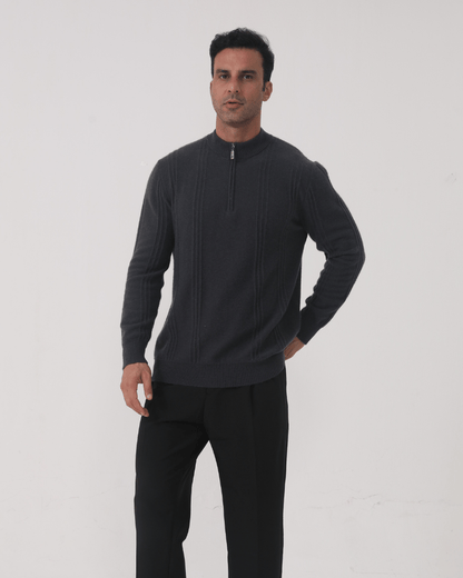 100% Cashmere Ribbed Half Zip - SANVELIER