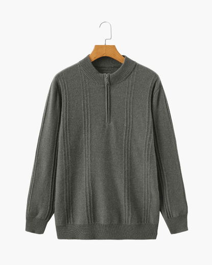 100% Cashmere Ribbed Half Zip - SANVELIER