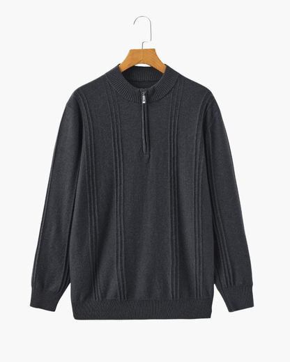 100% Cashmere Ribbed Half Zip - SANVELIER