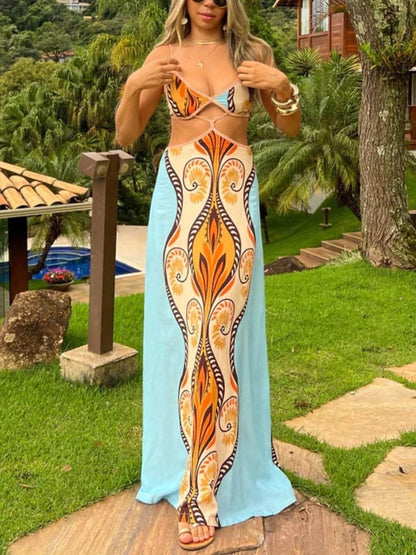 Summer Vacation Exotic Suspender Dress - SANVELIER